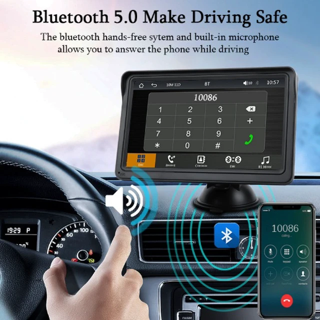Alt view image 6 of 7 - Portable 7-inch in-vehicle smart projection screen with wireless Carplay, rearview camera, Bluetooth and high-definition display for cars.