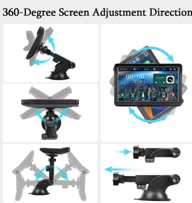 Alt view image 7 of 7 - Portable 7-inch in-vehicle smart projection screen with wireless Carplay, rearview camera, Bluetooth and high-definition display for cars.