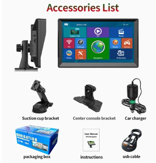 Alt view image 3 of 4 - Portable universal 9-inch GPS navigator. Vehicle-mounted large-screen with 16G + 256M capacity. 9-inch GPS Navigator 256MB RAM + 16GB Storage + Bluetooth + AV-IN