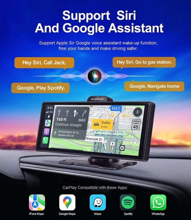 Alt view image 5 of 7 - 10.26-inch central control portable car-mounted smart screen with wireless CarPlay, Android Auto, Bluetooth, AHD rearview camera