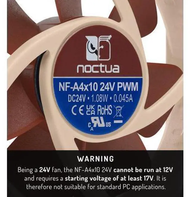 Alt view image 2 of 7 - Noctua NF-A4x10 24V PWM, 40mm Quiet Fan for 3D printers and other Applications, 4-Pin, 24V Version (40x10mm, Brown)