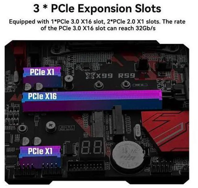 Alt view image 4 of 5 - MACHINIST X99 RS9 Server Motherboard LGA 2011-V3 Motherboard for Intel Xeon E5 V3/V4 and Core i7 5th/6th gen Series Processors, DDR4 Max 128GB, SATA 6Gbps, Gigabit LAN, NVME M.2, WiFi M.2, SATA 6Gbps