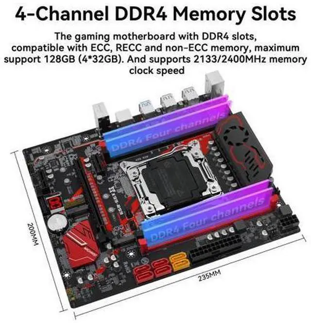Alt view image 3 of 5 - MACHINIST X99 RS9 Server Motherboard LGA 2011-V3 Motherboard for Intel Xeon E5 V3/V4 and Core i7 5th/6th gen Series Processors, DDR4 Max 128GB, SATA 6Gbps, Gigabit LAN, NVME M.2, WiFi M.2, SATA 6Gbps