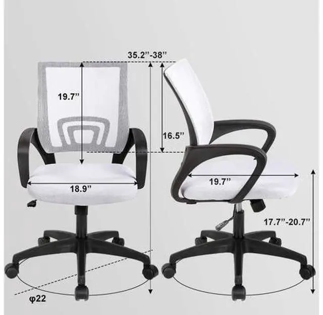 Alt view image 3 of 7 - Home Office Chair Ergonomic Desk Chair Mesh Computer Chair with Lumbar Support Armrest Executive Rolling Swivel Adjustable Mid Back Task Chair for Women Adults, Black (White)