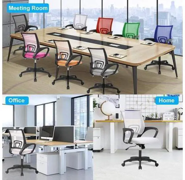 Alt view image 7 of 7 - Home Office Chair Ergonomic Desk Chair Mesh Computer Chair with Lumbar Support Armrest Executive Rolling Swivel Adjustable Mid Back Task Chair for Women Adults, Black (White)