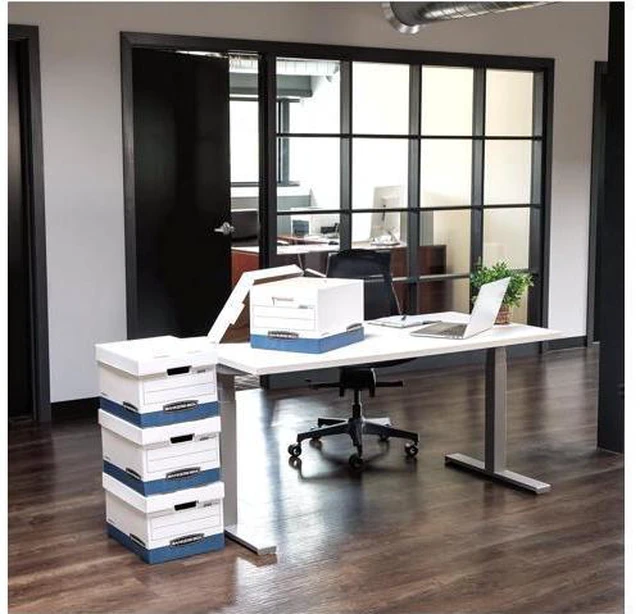 Alt view image 7 of 7 - Bankers Box 20 Pack STOR/FILE Medium-Duty File Storage Boxes, FastFold, Lift-Off Lid, Letter/Legal, White/Blue