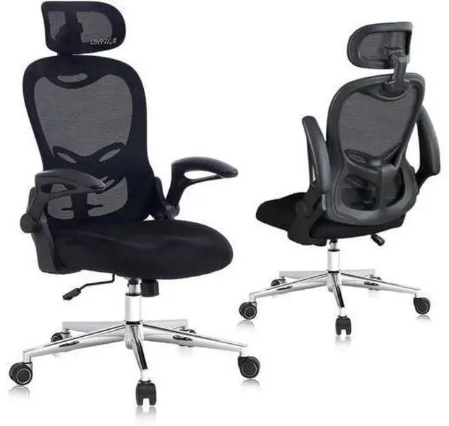 Main image of Office Chair, Ergonomic Breathable Mesh,Flip-Up Arms and Adjustable High Back Lumbar Support,Comfy Computer Chair for Home Office (Black, 407)