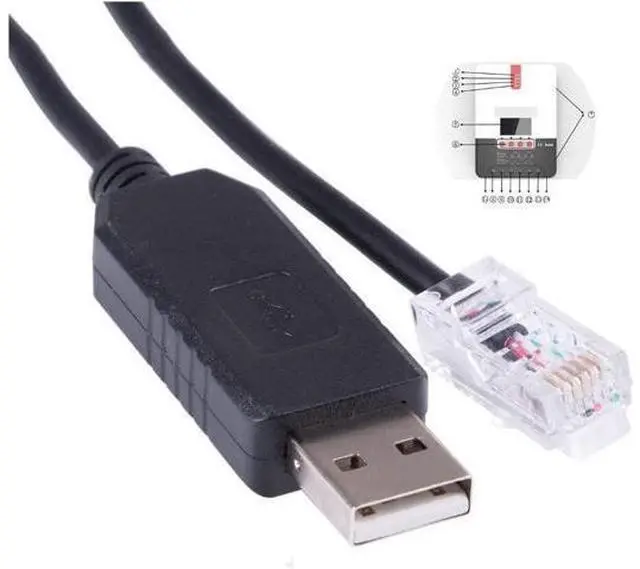 Main image of EVURU USB RS232 Serial to RJ12 6P6C Adapter Converter Network Cable Compatible with S-R-N-C ML2430 Solar Charger Mppt Solar Charger Controller