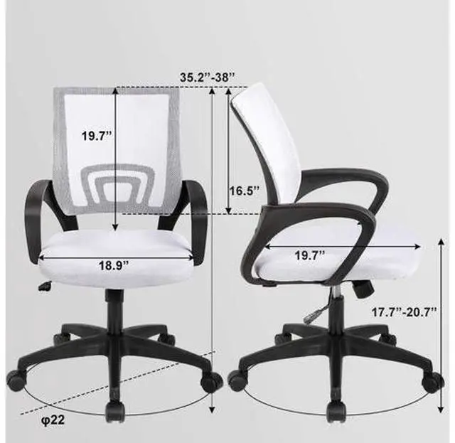 Alt view image 2 of 7 - Home Office Chair Ergonomic Desk Chair Mesh Computer Chair with Lumbar Support Armrest Executive Rolling Swivel Adjustable Mid Back Task Chair for Women Adults (White)