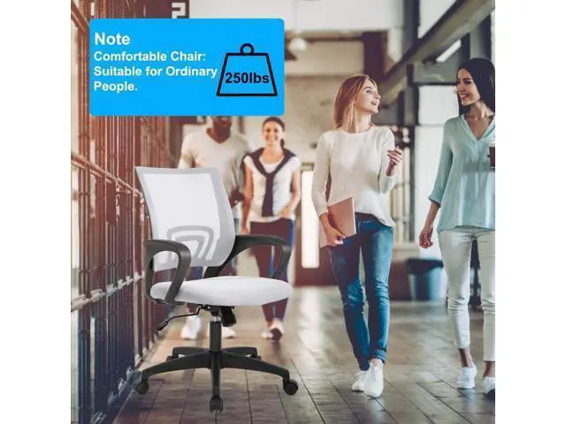 Alt view image 3 of 7 - Home Office Chair Ergonomic Desk Chair Mesh Computer Chair with Lumbar Support Armrest Executive Rolling Swivel Adjustable Mid Back Task Chair for Women Adults (White)