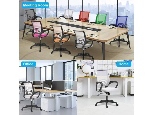 Alt view image 7 of 7 - Home Office Chair Ergonomic Desk Chair Mesh Computer Chair with Lumbar Support Armrest Executive Rolling Swivel Adjustable Mid Back Task Chair for Women Adults (White)