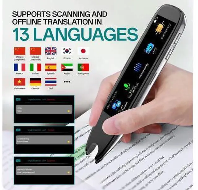 Alt view image 2 of 7 - Translation Scanning Pen, 112 Language Translator Pen with 3.38 Inch Touch Scree, OCR Text to Speech Scanning Reading Pen, Portable Voice Translator Pen for Travel Learning and Reading Disabilities