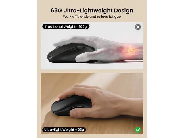 Alt view image 5 of 7 - Mechanical Keyboard and Mouse, KM310 Wireless Rechargeable Aluminum Keyboard Mouse, 2.4G+Dual Bluetooth, Low Profile Keys, Red Switches, Multi-Device, for Windows/Mac - Black