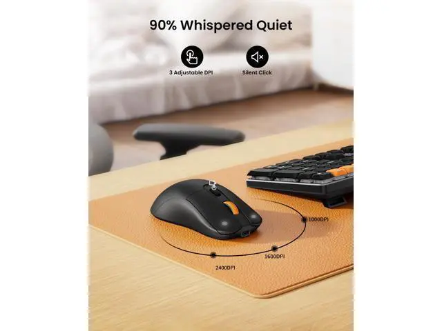 Alt view image 7 of 7 - Mechanical Keyboard and Mouse, KM310 Wireless Rechargeable Aluminum Keyboard Mouse, 2.4G+Dual Bluetooth, Low Profile Keys, Red Switches, Multi-Device, for Windows/Mac - Black