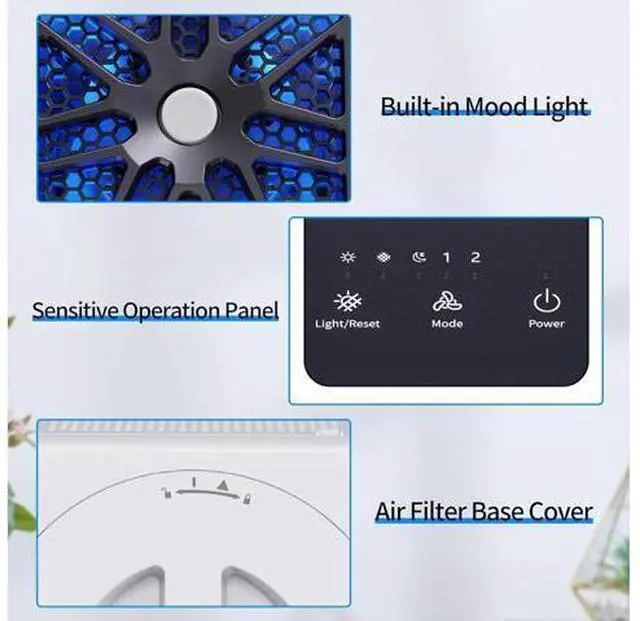 Alt view image 7 of 7 - AROEVE Air Purifiers for Bedroom H13 True HEPA Air Purifier With Aromatherapy Function For Pet Smoke Pollen Dander Hair Smell 20dB Air Cleaner For Bedroom Office Living Room Kitchen, MK06- White