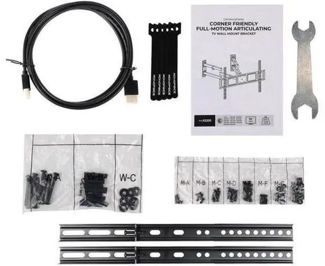 Alt view image 6 of 7 - Monoprice Premium Full Motion TV Wall Mount Bracket Corner Friendly for 32" to 70" TVs up to 99lbs, Max VESA 600x400, Fits Curved Screens