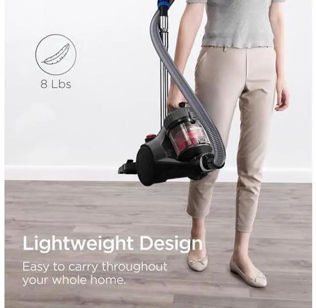 Alt view image 7 of 7 - Eureka Bagless Canister Vacuum Cleaner, Lightweight Vac for Carpets and Hard Floors, Red, Whirlwind NEN110D