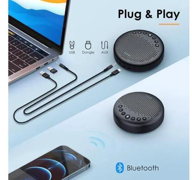 Alt view image 7 of 7 - EMEET Conference Speaker and Microphone Luna 360° Voice Pickup w/Noise Reduction/Mute/Indicator USB Bluetooth Speakerphone w/Dongle for 8 People Daisy Chain for 16 Compatible with Leading Software