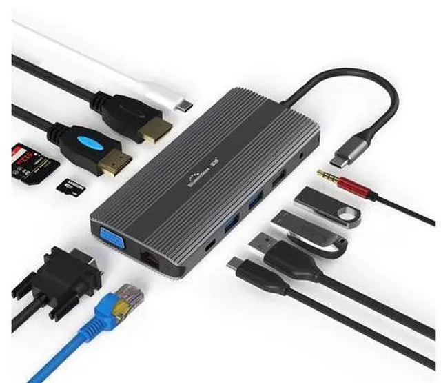 Alt view image 3 of 7 - Blueendless USB C Hub HDMI/DP/VGA Ethernet 3 USB Ports PD SD/TF 12 in 1 Docking Station for Type-C Laptops Smart Phone