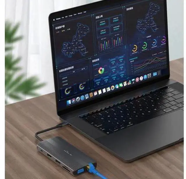 Alt view image 6 of 7 - Blueendless USB C Hub HDMI/DP/VGA Ethernet 3 USB Ports PD SD/TF 12 in 1 Docking Station for Type-C Laptops Smart Phone