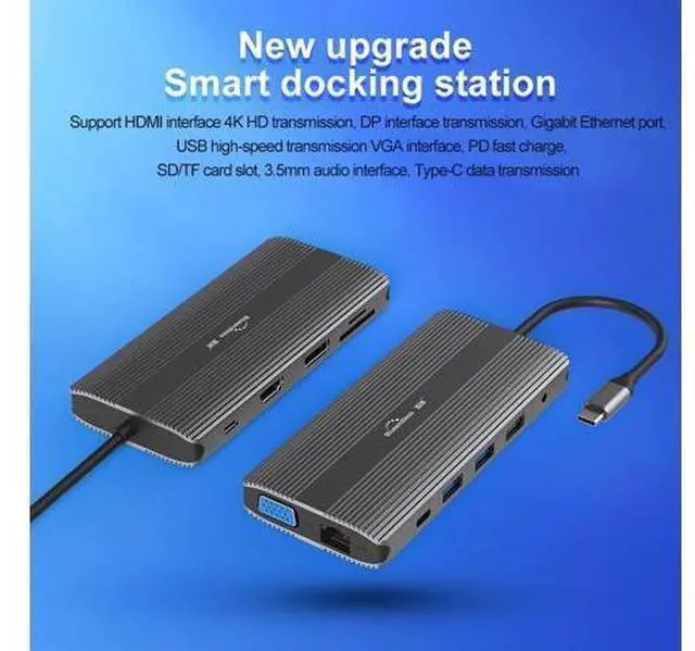 Alt view image 5 of 7 - Blueendless USB C Hub HDMI/DP/VGA Ethernet 3 USB Ports PD SD/TF 12 in 1 Docking Station for Type-C Laptops Smart Phone