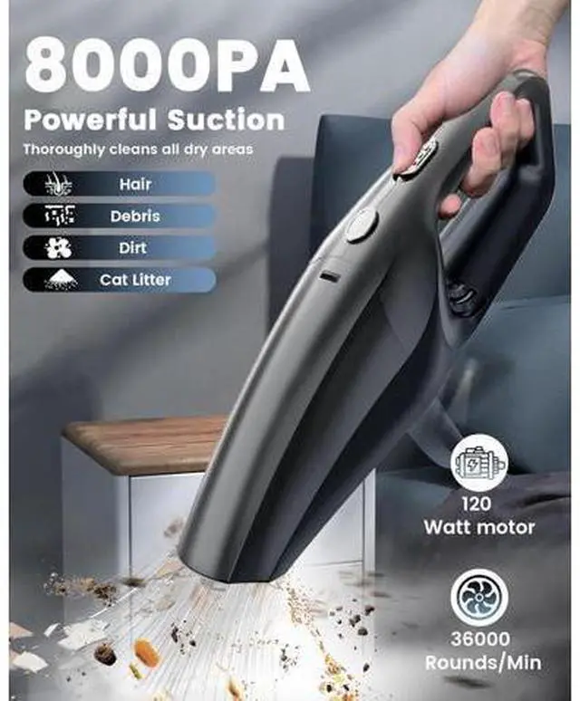 Alt view image 2 of 7 - Handheld Vacuum Cordless, Car Vacuums Powerful with Rechargeable Battery, Portable Hand Held Vacuum Cordless with Washable HEPA Filter, Mini Vacuums Kit for Men and Women