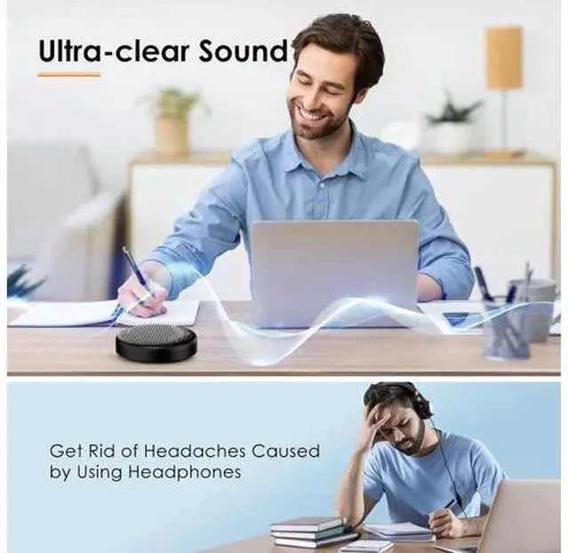 Alt view image 3 of 7 - EMEET Conference Speaker and Microphone Luna 360° Voice Pickup w/Noise Reduction/Mute/Indicator USB Bluetooth Speakerphone w/Dongle for 8 People Daisy Chain for 16 Compatible with Leading Software