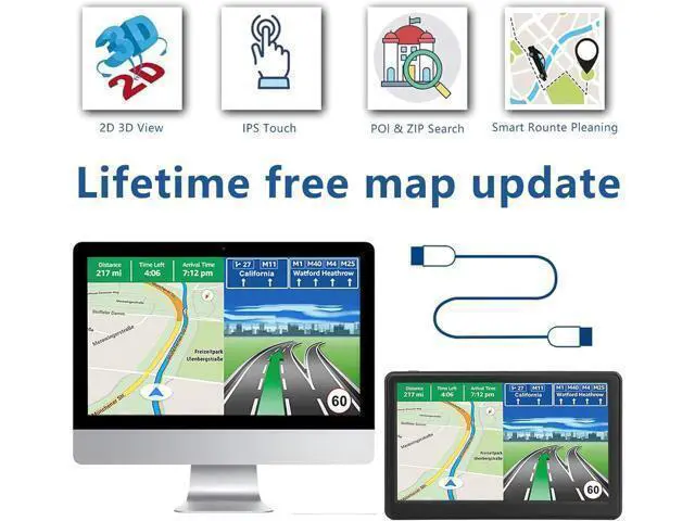 Alt view image 5 of 7 - Car GPS Navigation System with 7 inch Display, 2025 Maps, Free Lifetime Updates for RV, Truck, Commercial Drivers, Semi Trucker with Custom Routing