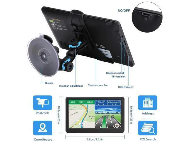 Alt view image 6 of 7 - Car GPS Navigation System with 7 inch Display, 2025 Maps, Free Lifetime Updates for RV, Truck, Commercial Drivers, Semi Trucker with Custom Routing