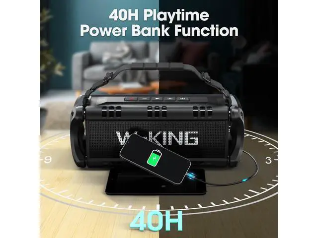 Alt view image 6 of 7 - W-KING Bluetooth Speaker, 90W Max Portable Outdoor Speaker Loud, IPX6 Waterproof/50W Deep Bass Subwoofer/40H/EQ/Dual Pairing/TF/AUX, Large Boombox Speakers Bluetooth Wireless for Party/Beach/Jobside
