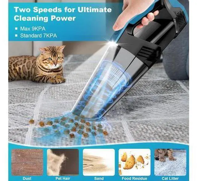 Alt view image 2 of 7 - Cordless Car Vacuum Lightweight High Power Handheld Vacuum Cleaner with LED Light, Hand Vacuum for Car Home Office and Pet Hair, BlackBlue
