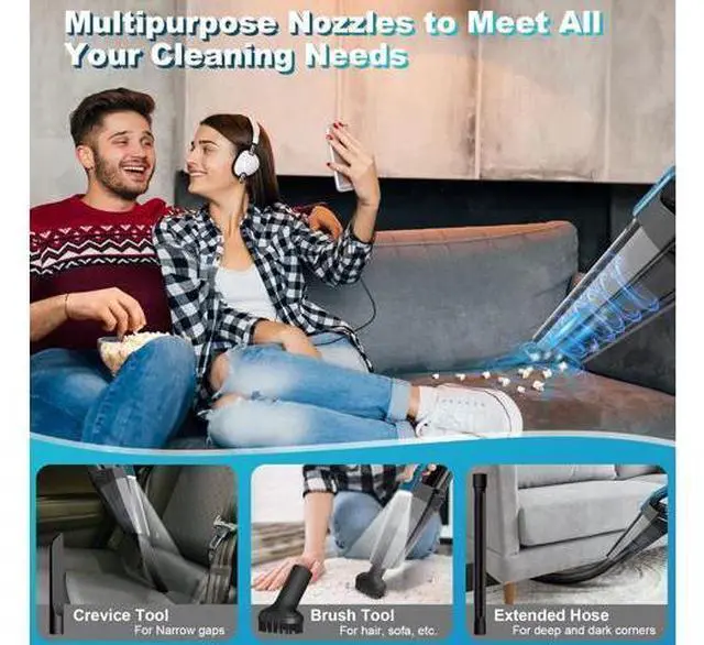 Alt view image 3 of 7 - Cordless Car Vacuum Lightweight High Power Handheld Vacuum Cleaner with LED Light, Hand Vacuum for Car Home Office and Pet Hair, BlackBlue
