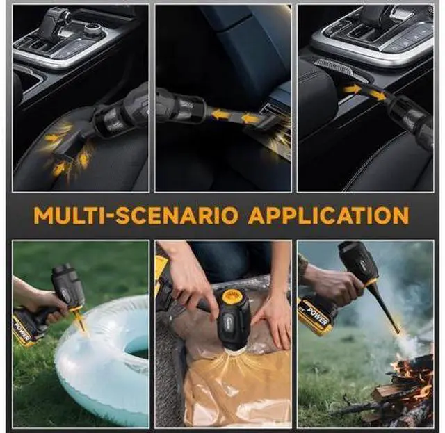 Alt view image 5 of 7 - Handheld Car Vacuum Cordless, Portable Cars Vacuum Cleaner with 40000Pa High Power & Suction, Powerfull 4-in-1 Hand Held Air Duster Fast Cleaning for Car,Home,Office,Pet Hair (Yellow)