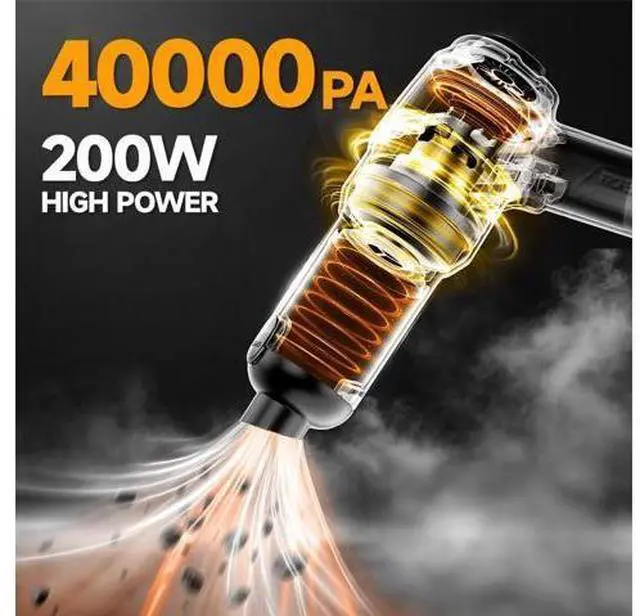 Alt view image 2 of 7 - Handheld Car Vacuum Cordless, Portable Cars Vacuum Cleaner with 40000Pa High Power & Suction, Powerfull 4-in-1 Hand Held Air Duster Fast Cleaning for Car,Home,Office,Pet Hair (Yellow)