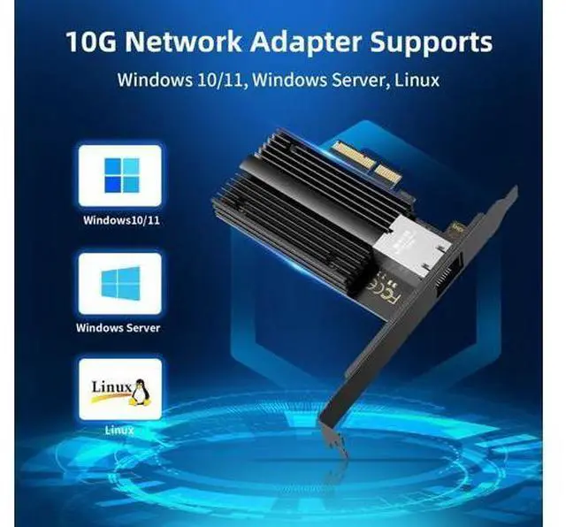 Alt view image 4 of 4 - QFly 10G PCIe Network Card PCIe, 10 Gigabit Ethernet Adapter with AQC113 Controller, 10Gb RJ45 Port NIC Card, Supports Windows10/11/Windows Server/Linux