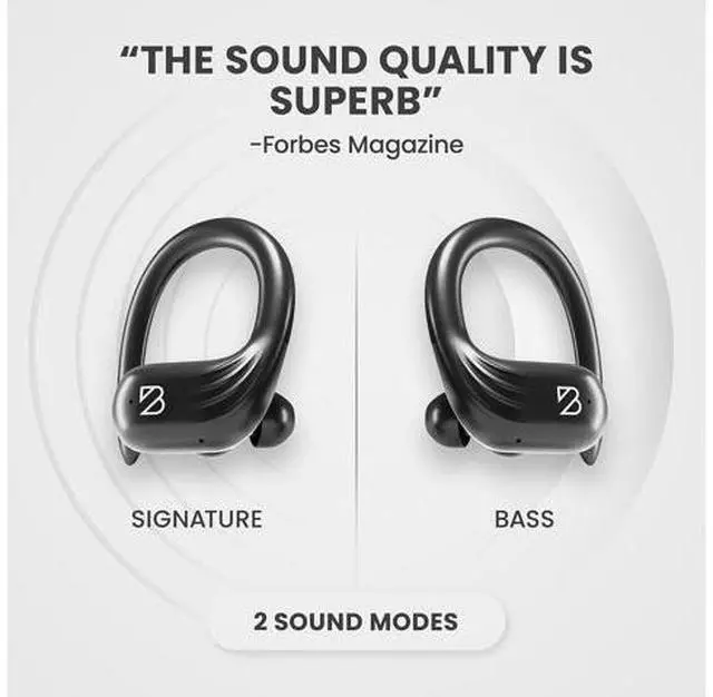 Alt view image 4 of 7 - Back Bay Audio Runner 60 Wireless Running Earbuds, 80 Hour Long Battery Life Over The Ear Earbuds with EarHooks, Wrap Around Earphones Wireless Bluetooth Earphones with Microphone, in Ear Headphones