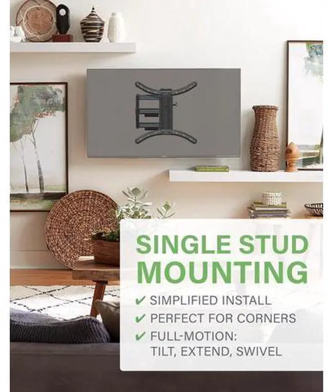 Alt view image 3 of 7 - SANUS Full Motion TV Mount - Single Stud 32 to 55 inch TV Wall Mount Tilts, Extends & Swivels - Easy DIY Install Includes All Hardware & Post Install Leveling - Great for Corners