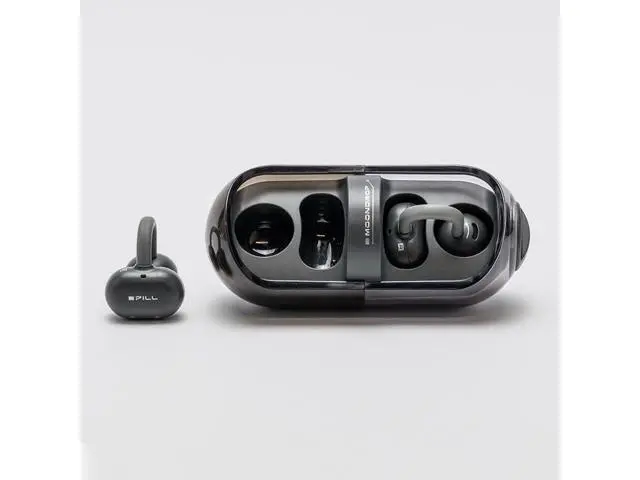 Alt view image 2 of 6 - Pill Open Ear Headphones Bluetooth 6.0 OWS Hanging Earphones IPX4 Open Ear Clip Wireless Earbuds Built-in AI ENC MD-0WS-003 (Black)