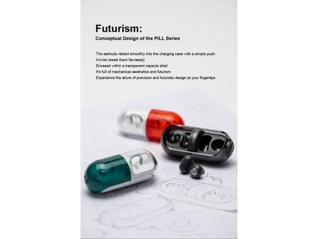 Alt view image 5 of 6 - Pill Open Ear Headphones Bluetooth 6.0 OWS Hanging Earphones IPX4 Open Ear Clip Wireless Earbuds Built-in AI ENC MD-0WS-003 (Black)