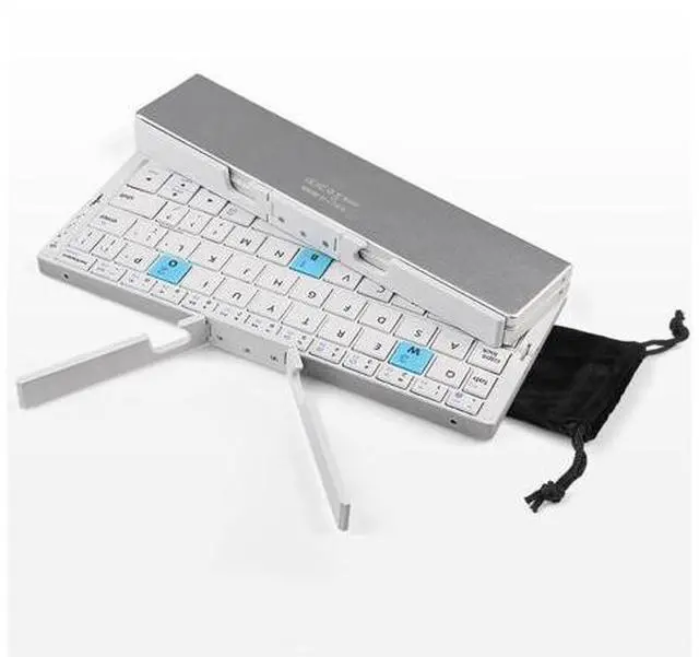 Main image of Foldable Bluetooth Keyboard - Folding Cordless Portable Keyboard, Folding Bluetooth Keyboard for Business Travel, Compact Keyboard for Tablet Smartphone Laptop PC (Silver White)
