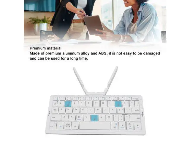 Alt view image 3 of 5 - Foldable Bluetooth Keyboard - Folding Cordless Portable Keyboard, Folding Bluetooth Keyboard for Business Travel, Compact Keyboard for Tablet Smartphone Laptop PC (Silver White)