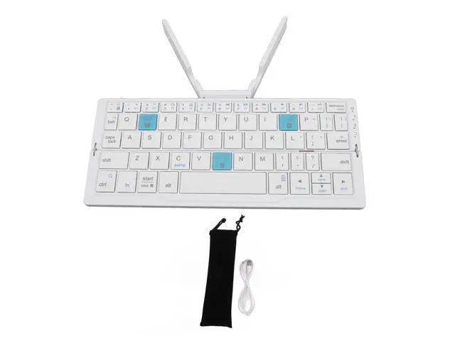 Alt view image 5 of 5 - Foldable Bluetooth Keyboard - Folding Cordless Portable Keyboard, Folding Bluetooth Keyboard for Business Travel, Compact Keyboard for Tablet Smartphone Laptop PC (Silver White)