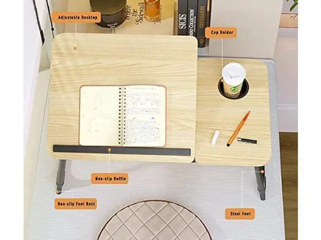 Alt view image 2 of 6 - Laptop Desk for Bed,Asltoy Laptop Bed Tray Table,Foldable Laptop Desk for Bed Couch Sofa Notebook Desk Adjustable Laptop Table Portable Notebook Bed Tray Lap Tablet with Cup Holder