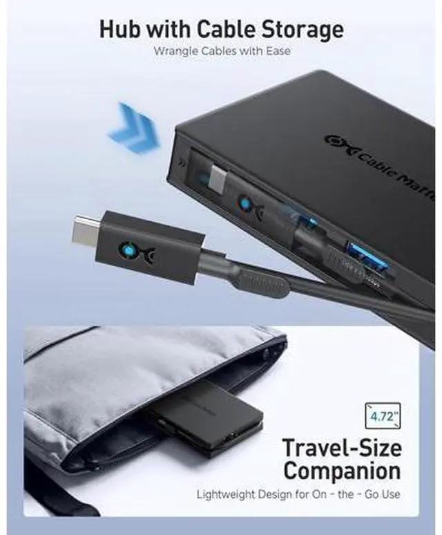 Alt view image 6 of 7 - 8-in-1 USB C Hub Multiport Adapter with Dual 4K@60Hz HDMI 140W PD Charging Gigabit Ethernet 10Gbps Data Transfer: 2X USB-C & 1x USBA 3.2 Ports (Support ONE External Display on MacOS)
