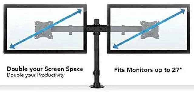 Alt view image 4 of 7 - Mount-It! Dual Monitor Mount | Double Monitor Desk Stand Arm | Fits 2 Computer Screens 17 19 20 21 22 24 27 Inch | Two VESA 75 100 Compatible Displays | C-Clamp and Grommet Bases Included