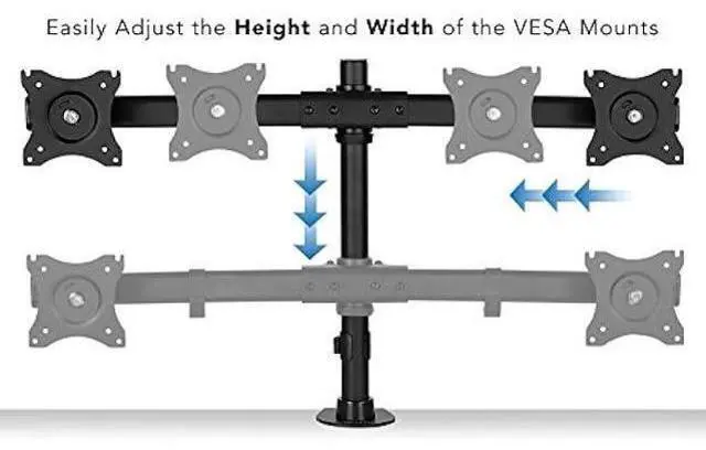 Alt view image 5 of 7 - Mount-It! Dual Monitor Mount | Double Monitor Desk Stand Arm | Fits 2 Computer Screens 17 19 20 21 22 24 27 Inch | Two VESA 75 100 Compatible Displays | C-Clamp and Grommet Bases Included