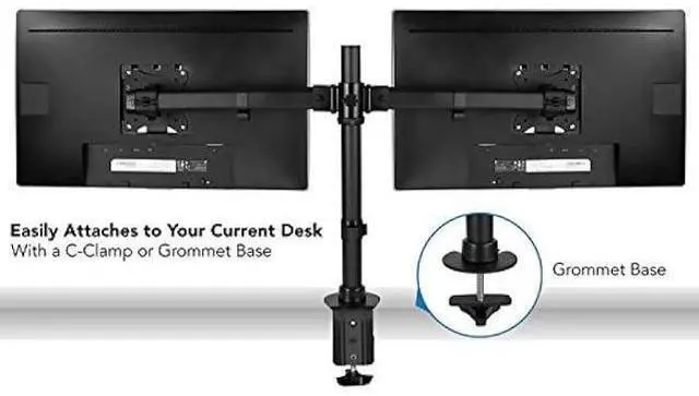 Alt view image 6 of 7 - Mount-It! Dual Monitor Mount | Double Monitor Desk Stand Arm | Fits 2 Computer Screens 17 19 20 21 22 24 27 Inch | Two VESA 75 100 Compatible Displays | C-Clamp and Grommet Bases Included