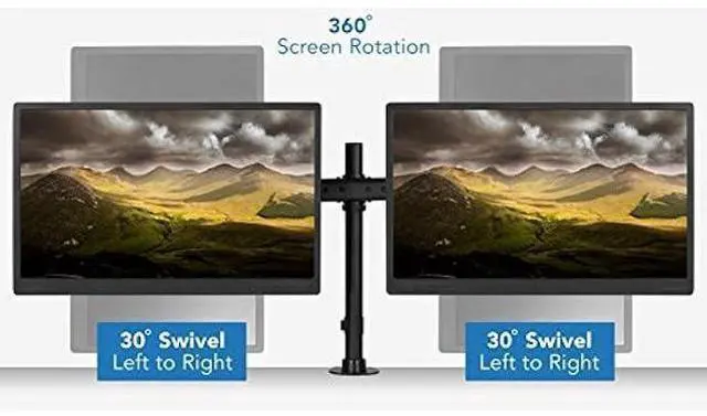Alt view image 7 of 7 - Mount-It! Dual Monitor Mount | Double Monitor Desk Stand Arm | Fits 2 Computer Screens 17 19 20 21 22 24 27 Inch | Two VESA 75 100 Compatible Displays | C-Clamp and Grommet Bases Included