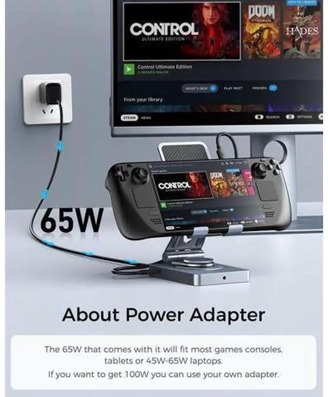 Alt view image 3 of 5 - Versatile USB C Docking Station for iPad, 11-in-1 with SD TF 4.0 Reader, 4K@60Hz HDMI, RJ45, Audio, USB A, USB C, Rotatable Dock for Tablet, iPad/Pro, Steam Deck, ROG Ally, Legion Go, with 65W Adapter