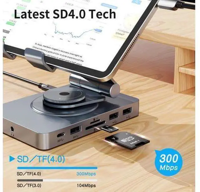 Alt view image 5 of 5 - Versatile USB C Docking Station for iPad, 11-in-1 with SD TF 4.0 Reader, 4K@60Hz HDMI, RJ45, Audio, USB A, USB C, Rotatable Dock for Tablet, iPad/Pro, Steam Deck, ROG Ally, Legion Go, with 65W Adapter